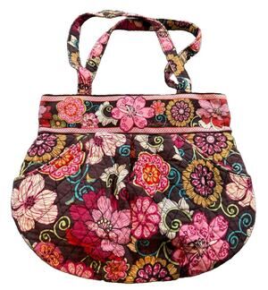 Vera Bradley Mod Floral Pink Tote Bag Zipper Pockets Handbag Purse